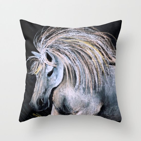 White horse Throw Pillow