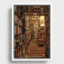 Warm & cozy bookshop in Scotland Framed Canvas