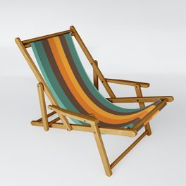 Colorful 70s Retro Style Abstract Rainbow in Teal, Brown, Orange and Yellow Sling Chair