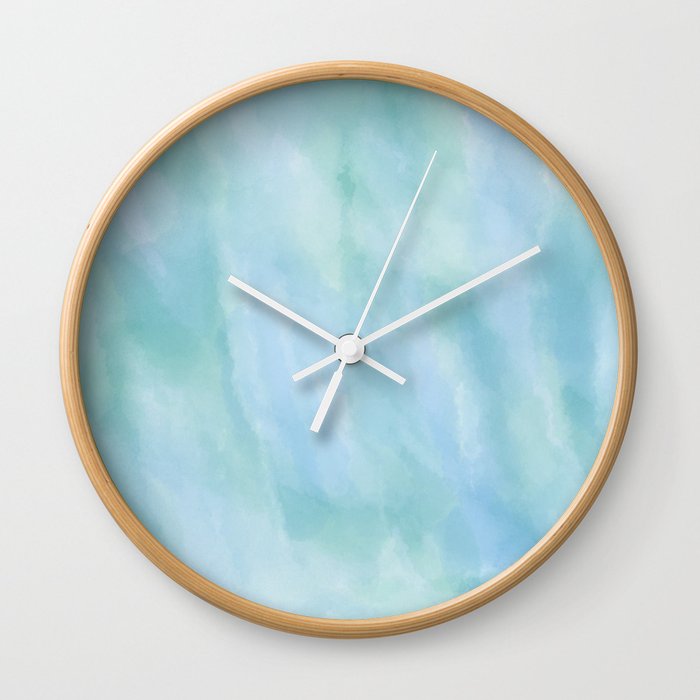 light blue green watercolor sea  Wall Clock