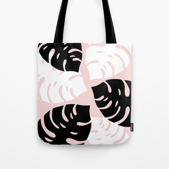 Palm Leaves on Pink Tote Bag