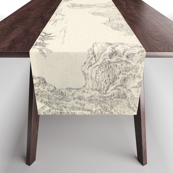 Beige toile de Jouy Table Runner