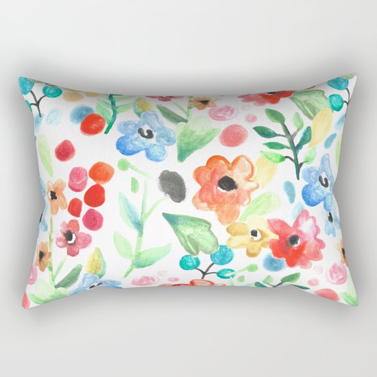 Flourish - Watercolor Floral Rectangular Pillow