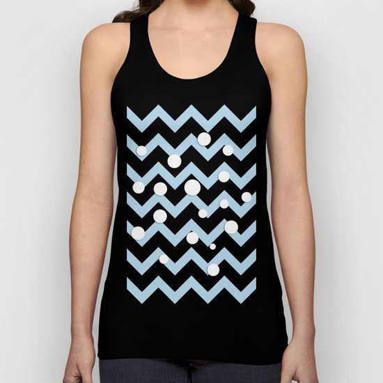 Light blue white Chevron pattern with Snow Circles Unisex Tank Top