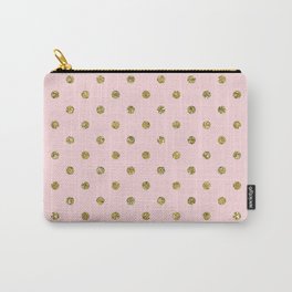 Pink & Gold Glitter Polka Dots Carry-All Pouch