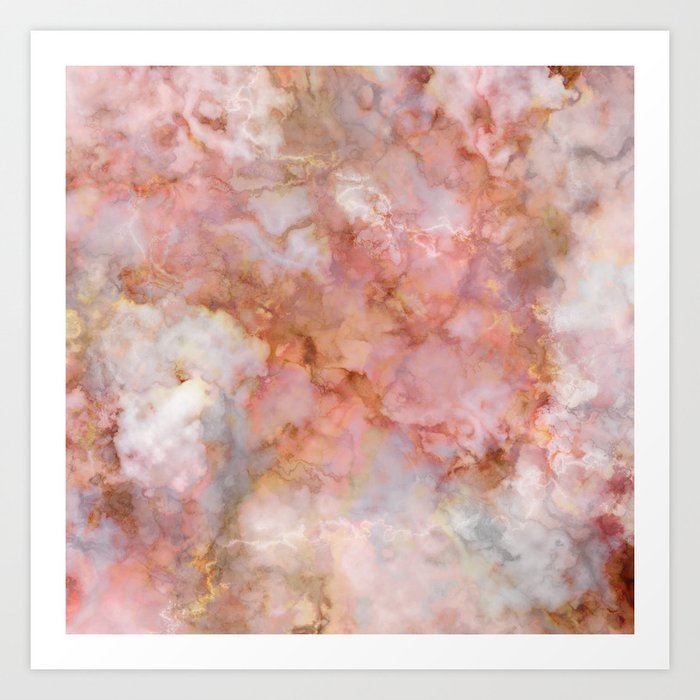 Beautiful Dreamy Rose Gold Marble Art Print By Dominiquevari