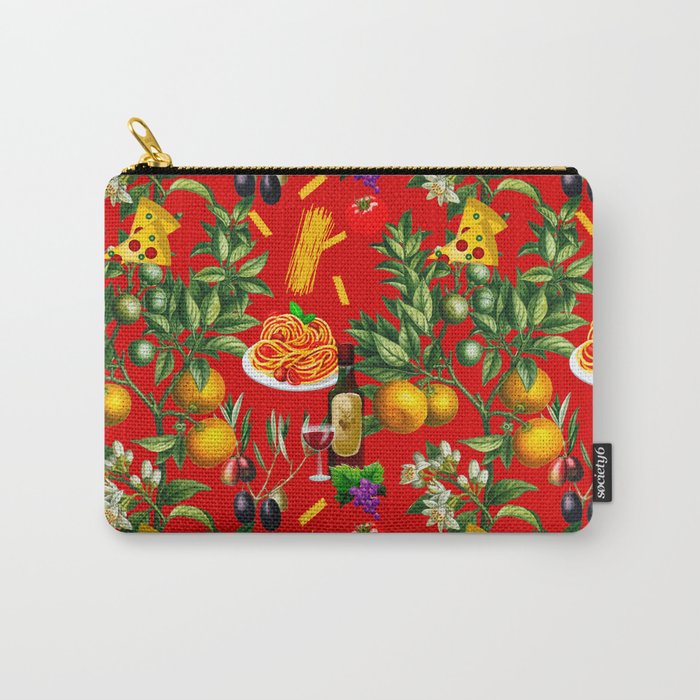 Italy,Italian,Mediterranean,food,wine,pizza,pasta pattern  Carry-All Pouch