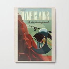  Retro Space Travel Poster - Olympus Mons. Metal Print