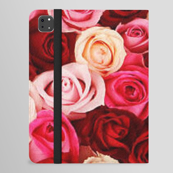 Red White and Pink Roses iPad Folio Case