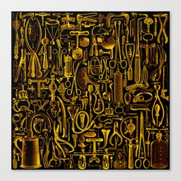 Medical Condition Vintage Surgical Instruments Pattern GOLD Canvas Print