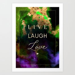 Live Laugh Love Rainbow Gold Quote Motivational Art Art Print
