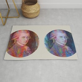 Portraits of Mozart - on light grey background Area & Throw Rug