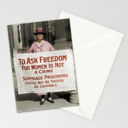 To Ask Freedom For Women Is Not A Crime - Suffrage Protest 1917 - Colorized Stationery Card