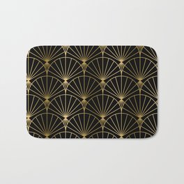 Black and gold art-deco geometric pattern Bath Mat