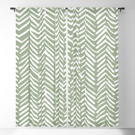 Boho, Abstract, Herringbone Pattern, Sage Green and White Blackout Curtain