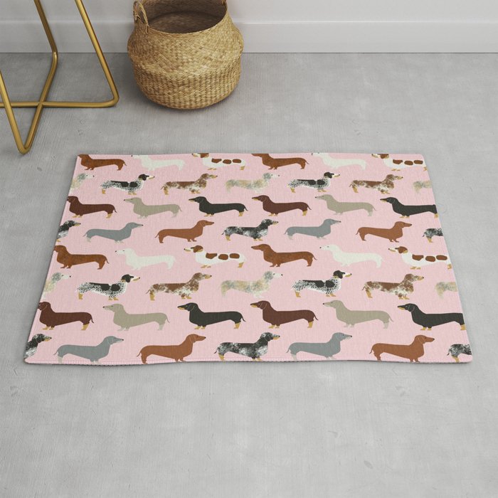 Dachshund doxie pet portrait hot dog weener dog breed funny small dogs puppy gifts for dachshund  Rug