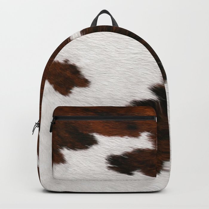 Bold Brown and White Cowhide (screen print) Backpack