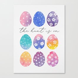 The Hunt is on, colourful eggs Canvas Print