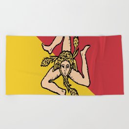 flag of Sicily Beach Towel