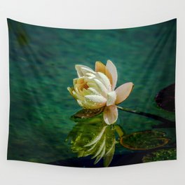 Water Lily after rain Wall Tapestry