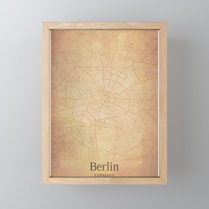 Berlin vintage map Framed Mini Art Print