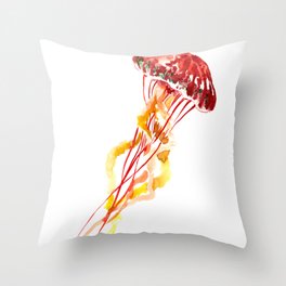 Jellyfish, Red, orange, Yellow design Throw Pillow