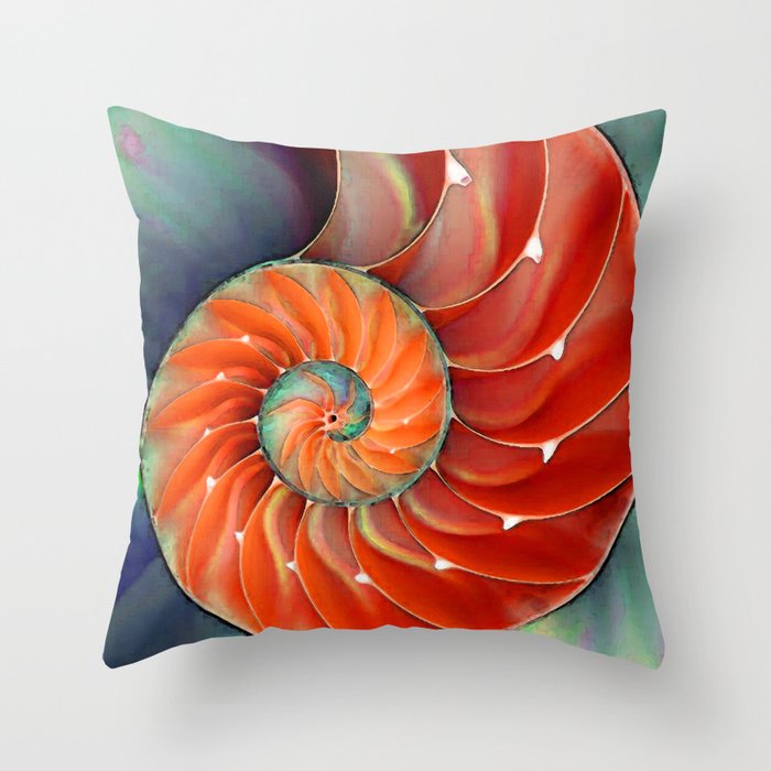 Nautilus Shell - Nature's Perfection by Sharon Cummings Throw Pillow
