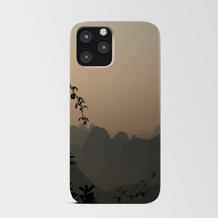 China Photography - Silhouette Of Mountains And Leaves In The Late Evening  iPhone Card Case