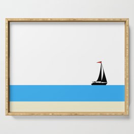 Simple Freedom - Beachy Blue Modern Sailboat Art Serving Tray