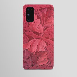 William Morris herbaceous acanthus crimson red Italian Laurel textile floral leaf print for duvet, curtain, pillow, bathroom, wallpaper, and home and wall decor Android Case