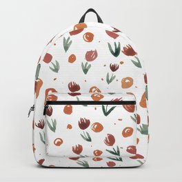 Watercolor tulips pattern - neutral Backpack | Modern, Dots, Nature, Beigeflower, Bohemian, Floral, Painting, Bohochic, Neutral, Plants 