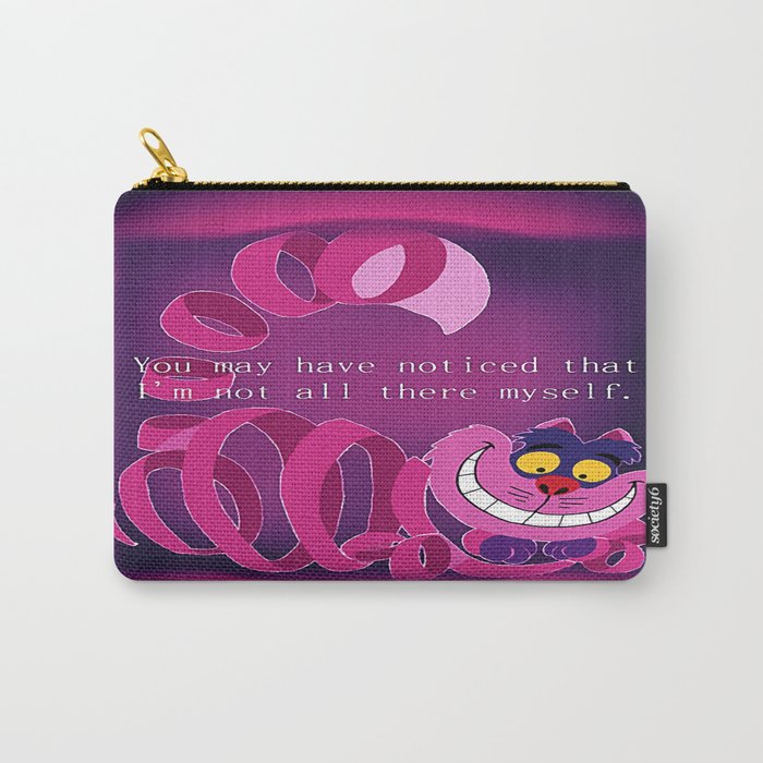 Cheshire Cat in pink/purple and madness quote Carry-All Pouch