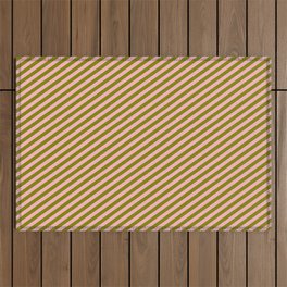 [ Thumbnail: Green and Light Pink Colored Lines/Stripes Pattern Outdoor Rug ]