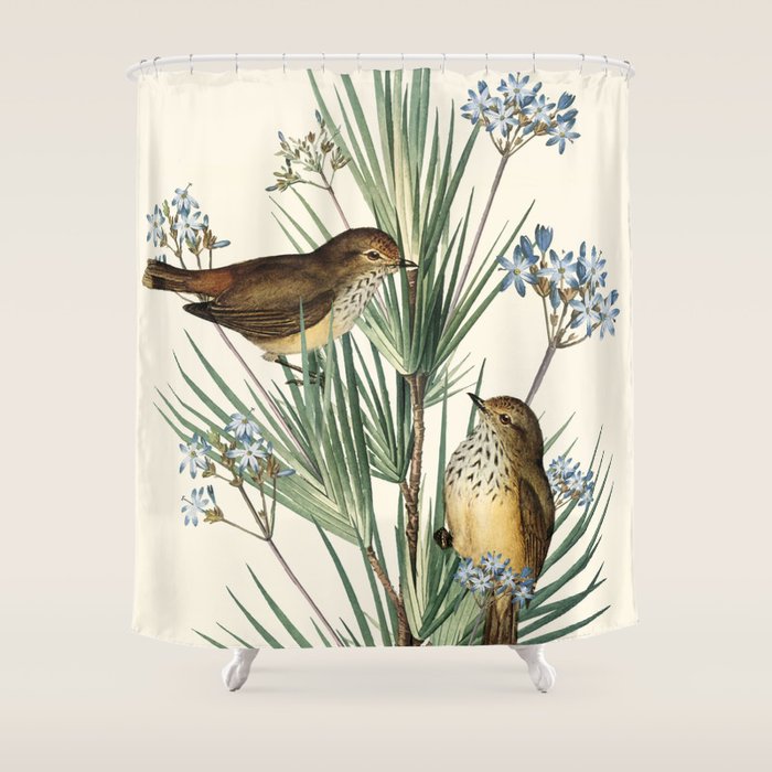 Little Birds and Flowers III Shower Curtain by Nadja Society6