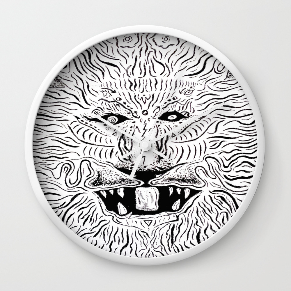 Trippy Lion Mane Painting On Canvas Wall Clock By Ryanholland