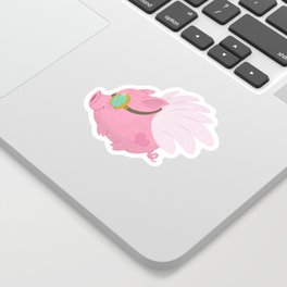 Flying Pink Pig, Left Facing Sticker