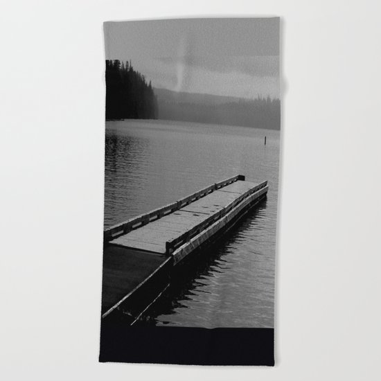 Suttle Lake in Gray and Black Beach Towel