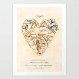 "A Map of the Open Country of a Woman's Heart" by D. W. Kellogg (c. 1833-1842) Art Print