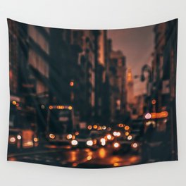 Evening broadway traffic in New York City Wall Tapestry