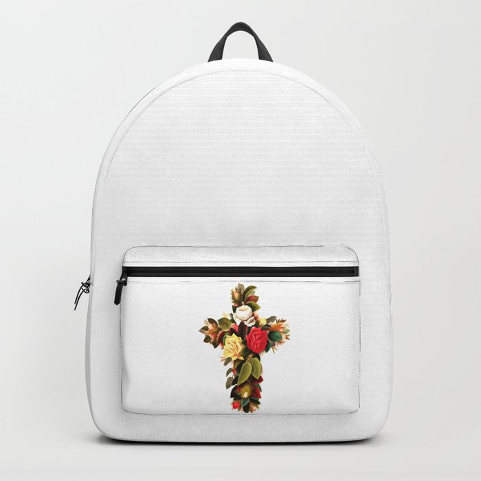 Easter Christian Cross Of Roses Backpack