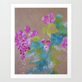 Magenta Blossoms Art Print | Paint, Painting, Bright, Monet, Leaves, Multi, Soft, Flower, Blossom, Spray 