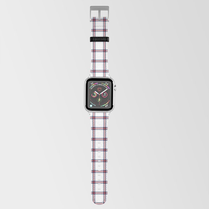 White and Red Farmhouse Style Gingham Check Apple Watch Band