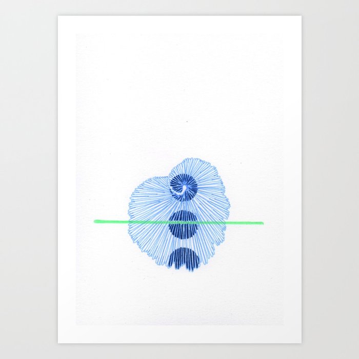Periwinkle Light Green And Indigo Blue Abstract 3 Art Print