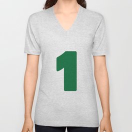 1 (Olive & White Number) V Neck T Shirt
