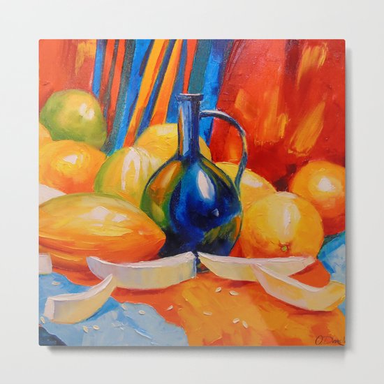 Still life with melon Metal Print