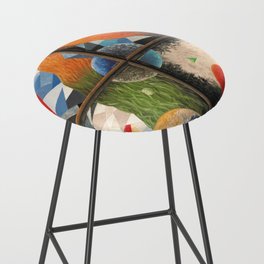 Hops and Jazz earth tones with stones musical nature landscape painting by Valentin Rozsnyai Bar Stool