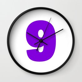 9 (Violet & White Number) Wall Clock