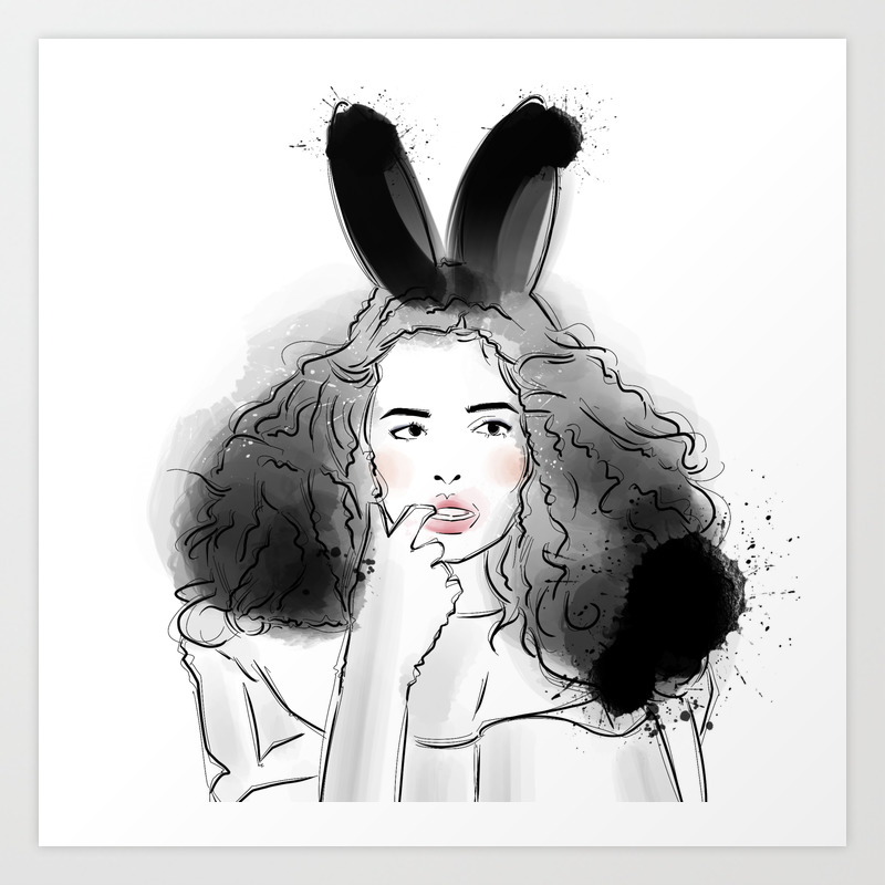 Fashionable Easter Bunny Girl Art Print By Fionangg Society6