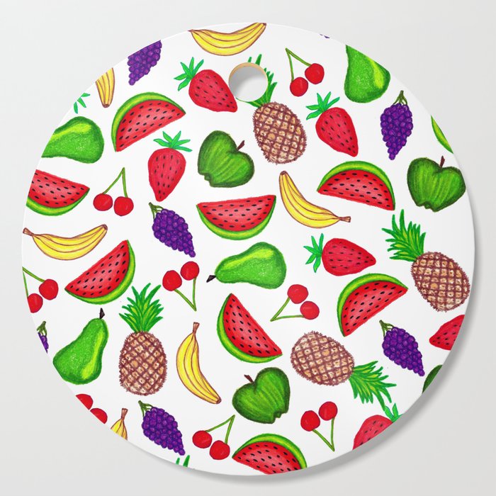 Tutti Fruity Hand Drawn Summer Mixed Fruit Cutting Board