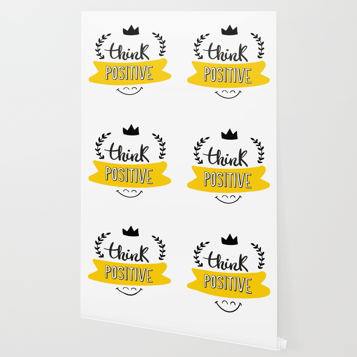 Cute Motivational Inspirational Quote Think Positive In Yellow Color With A Smile Emoji Wallpaper By Themadian Society6